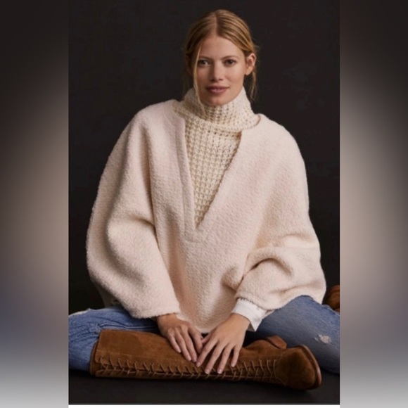 Anthropologie Blush Poncho in two materials: One Size - Picture 1 of 8